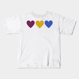 Heart Patterns in Primary Colors Kids T-Shirt